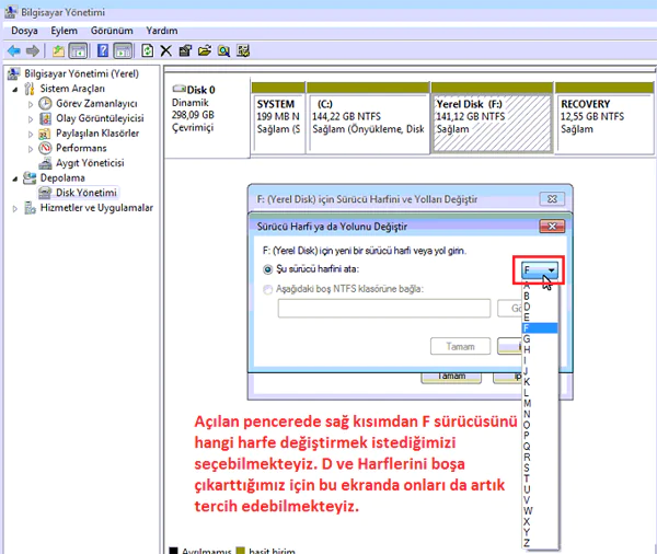 Sürücü Harfi Değiştirme