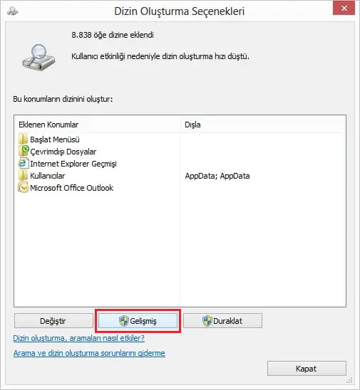 Microsoft Outlook epostalarda arama