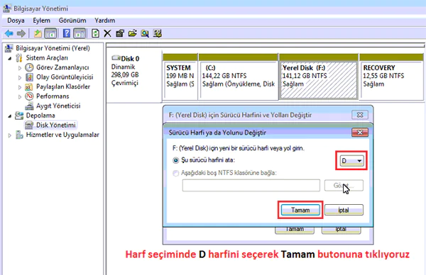 Sürücü Harfi Değiştirme
