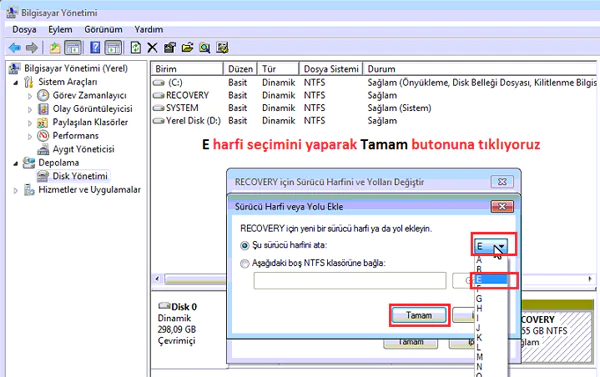 Sürücü Harfi Değiştirme