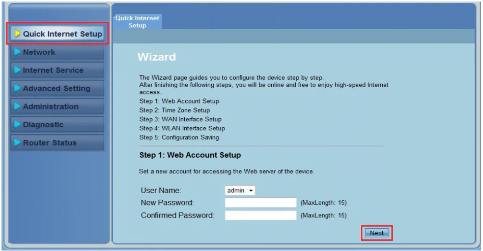 ASUS DSL-N10E Modem arayüz ekranı