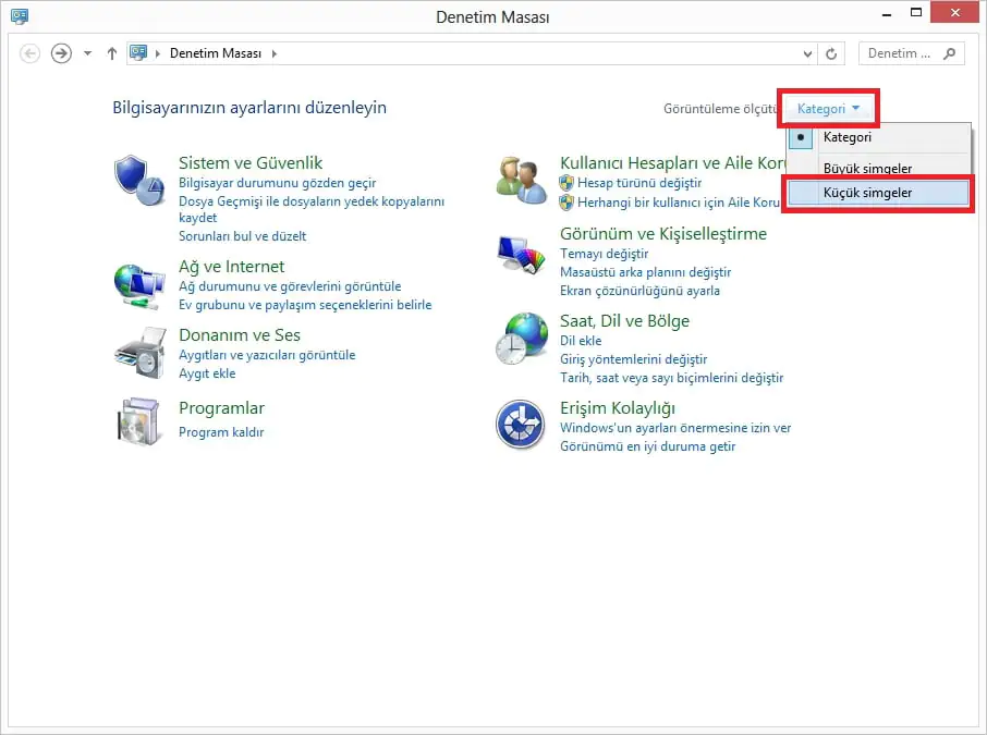 Windows 8.1de denetim masasını açmak
