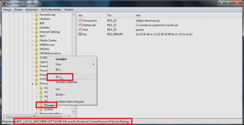 İçerik Danışmanı Şifresini Kaldırma