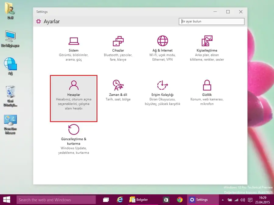 Windows10 Yerel Hesap ekleme