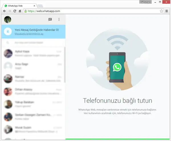 bilgisayarda whatsapp giriş yapma