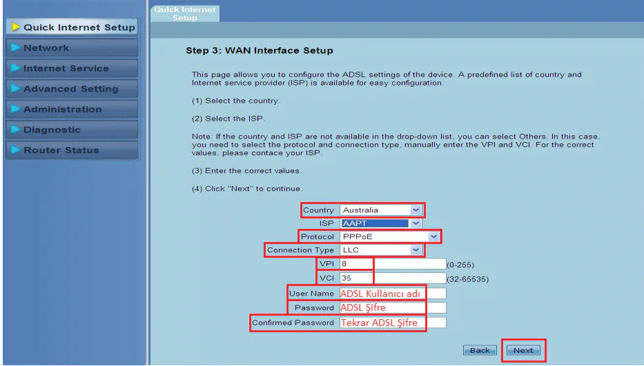 ASUS DSL-N10E Modem ayarları