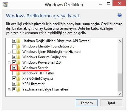 Outlook epostalarda arama sorunu