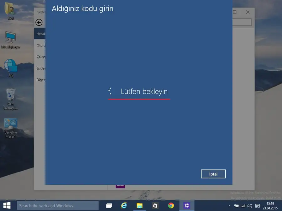 Windows10 Hesap Doğrulama