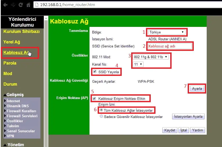 Pikatel kablosuz ağ ayarları