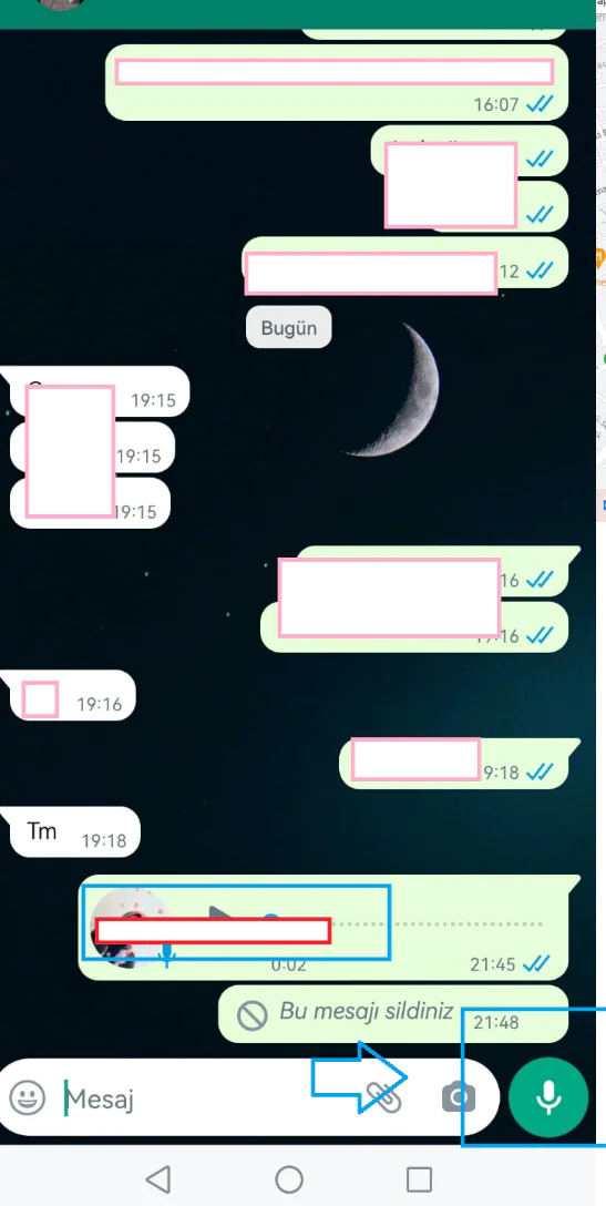 WhatsApp görüntülü mesaj gönderme adımları