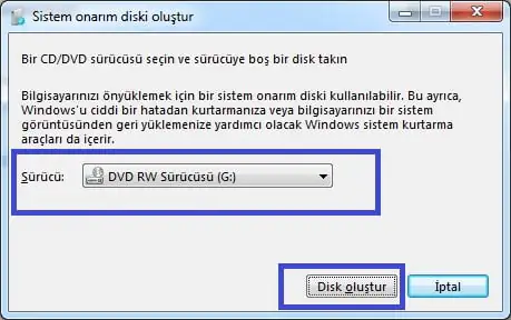 Windows 7de İmaj yükleme