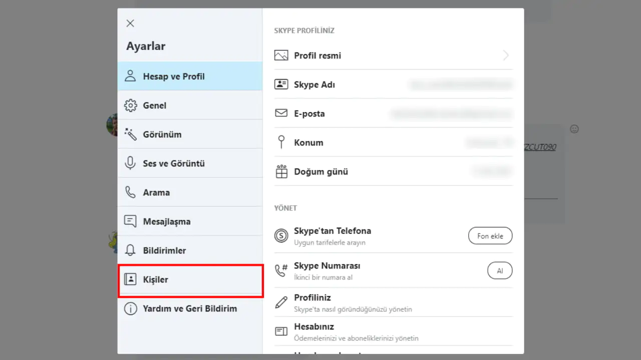 Skype Web üzerinden engellenenler listesini görüntüleme ve düzenleme