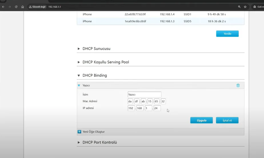 ZTE F6600 Modemde MAC Adresine IP Atama Rehberi