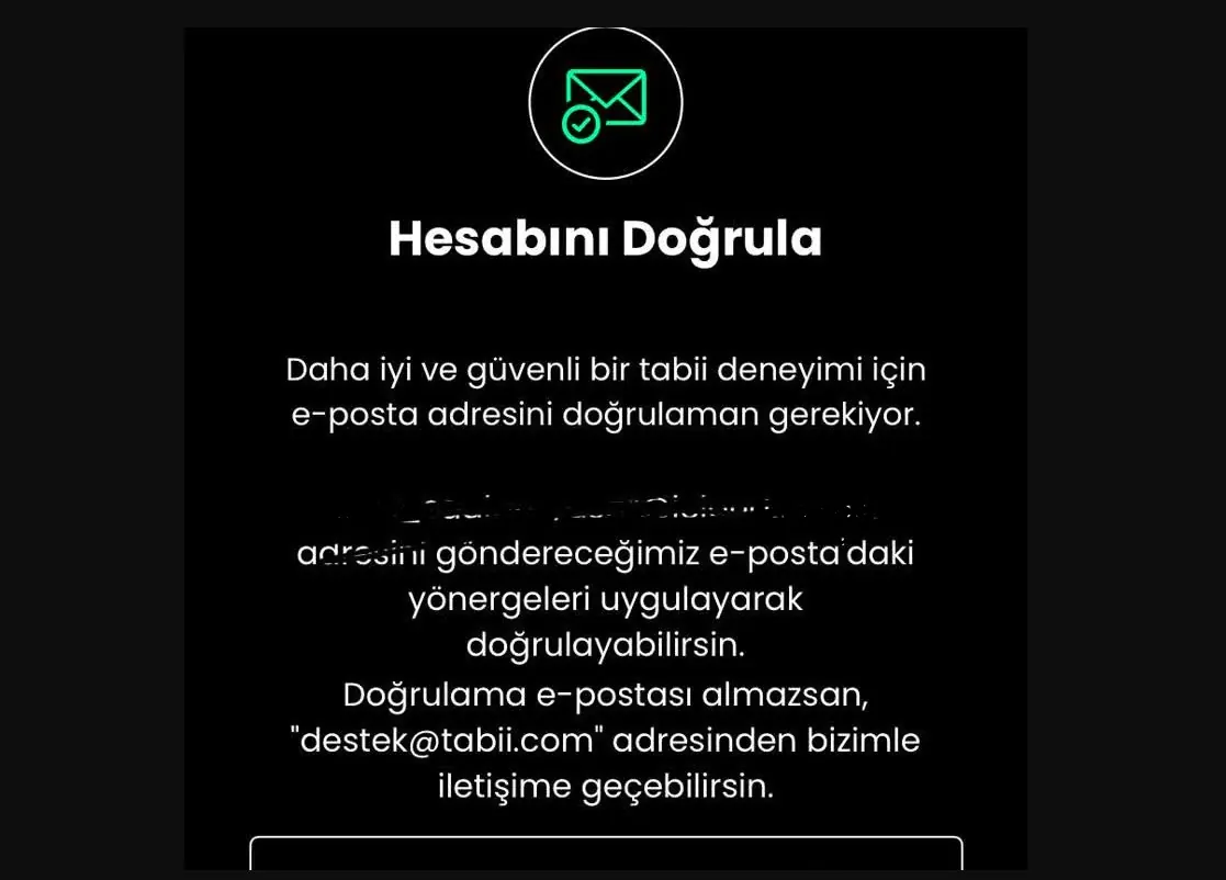 Tabii doğrulama e-posta hatası