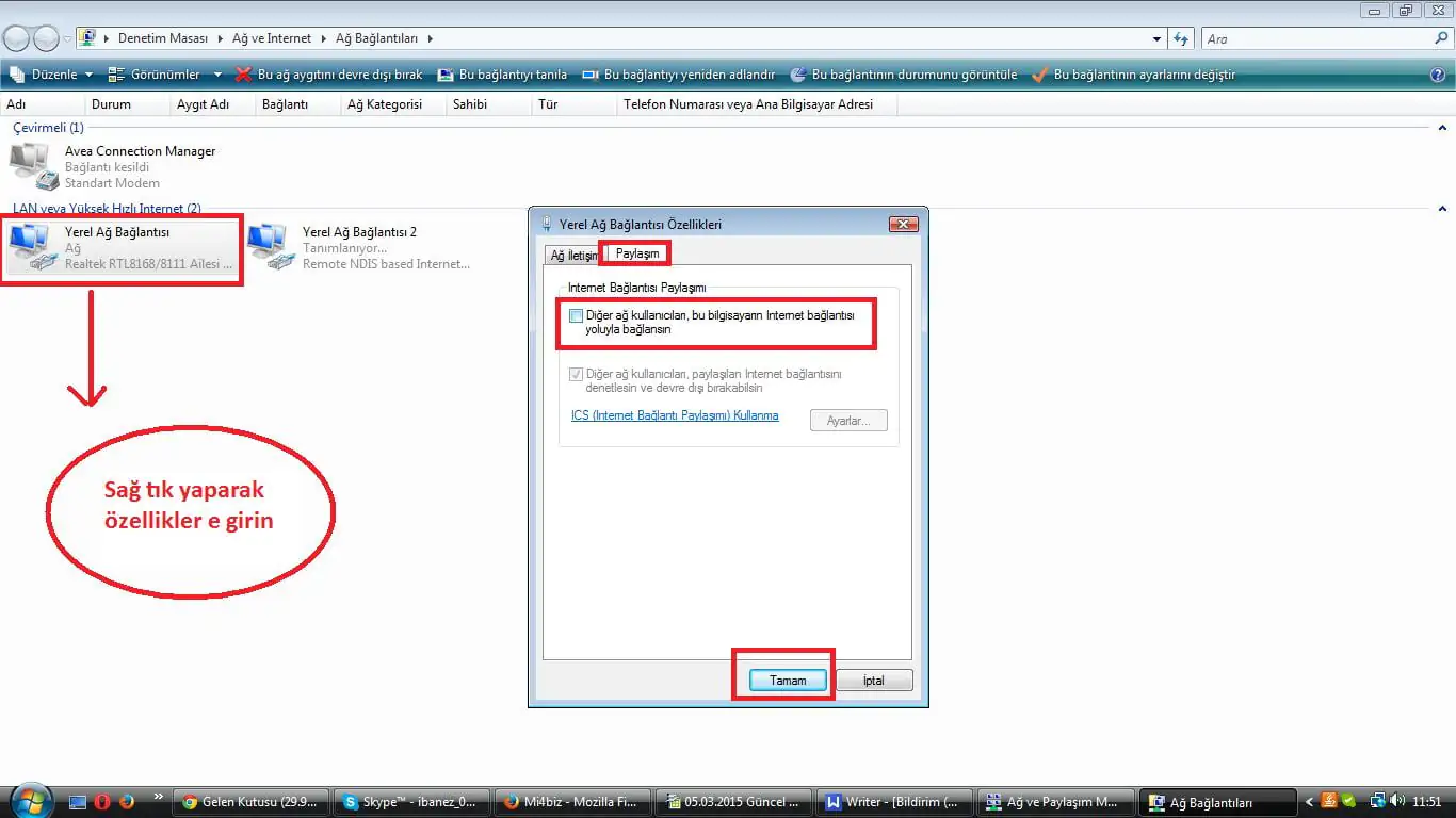 tablete usb kablosu ile internet açma
