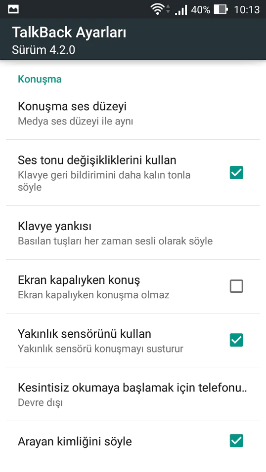 Talkback ne içindir