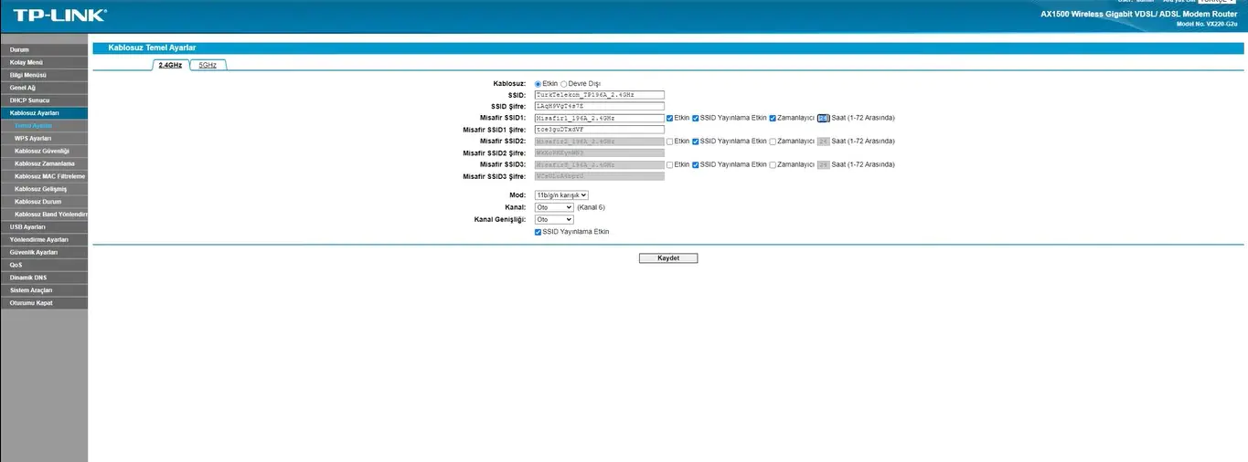 Tp link VX220-G2U kablosuz şifre değiştirme yapamıyorum. Tp link kablosuz şifre değiştirme sayfasını açamıyorum. 