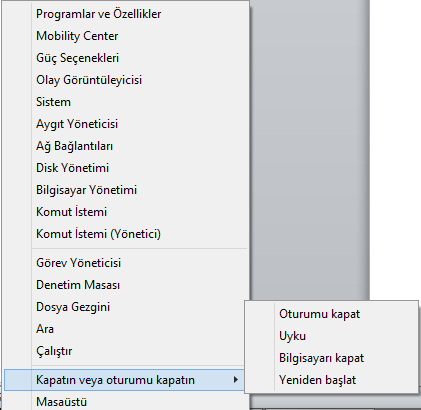 Başlat Menüsü İşlevleri Windows 8.1