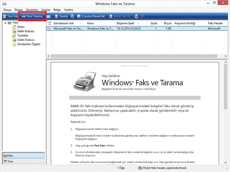 Windows 8de Program kullanmadan belge tarama