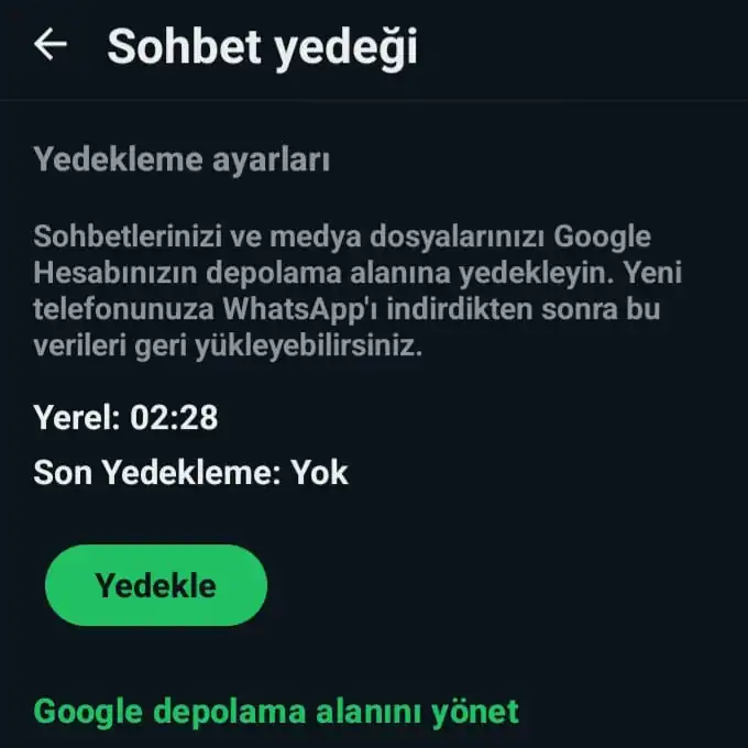 Whatsapp Yedekleme Yapma