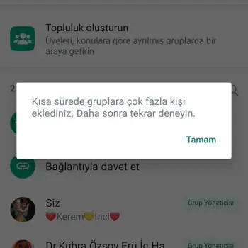 WhatsApp Çağrı Başarısız Oldu, Grupta Çok Fazla Katılımcı Var Hatası