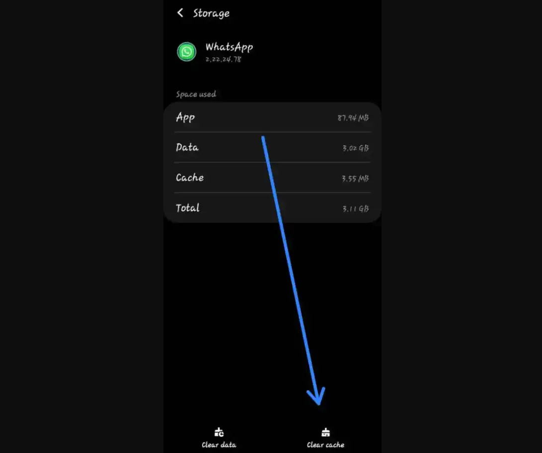 whatsapp ön bellek temizle