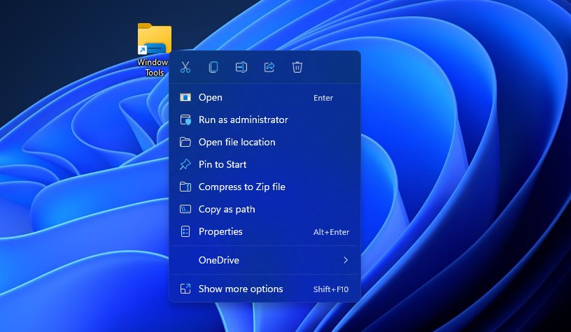 Windows 11 araçları kısayolu