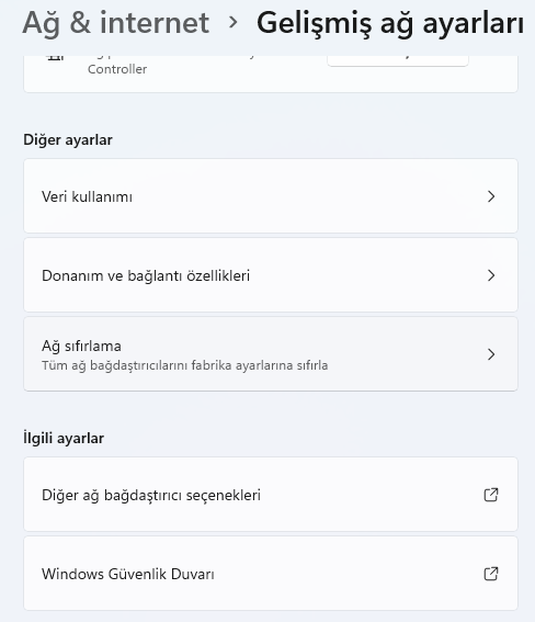 Windows 11'de Ağ Ayarları Nasıl Sıfırlanır?