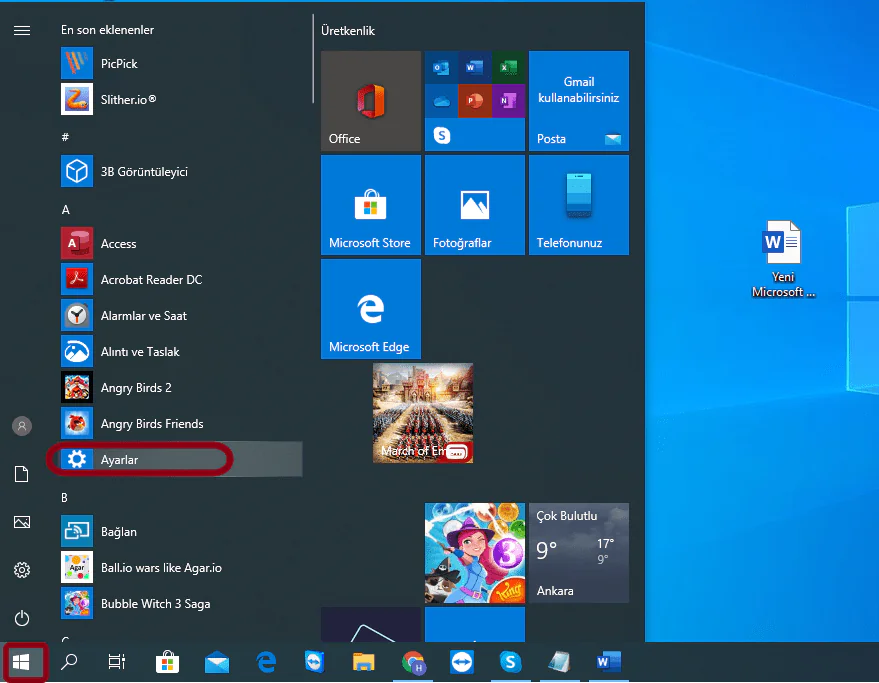 Windows Ağ ve Bluetooth Bağlantısı