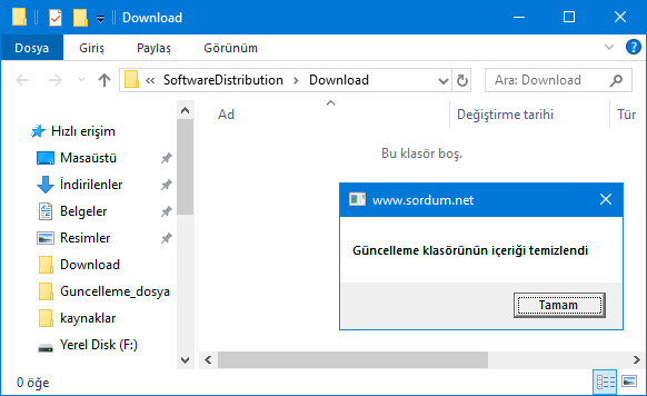 Güncelleme sorunları hakkında