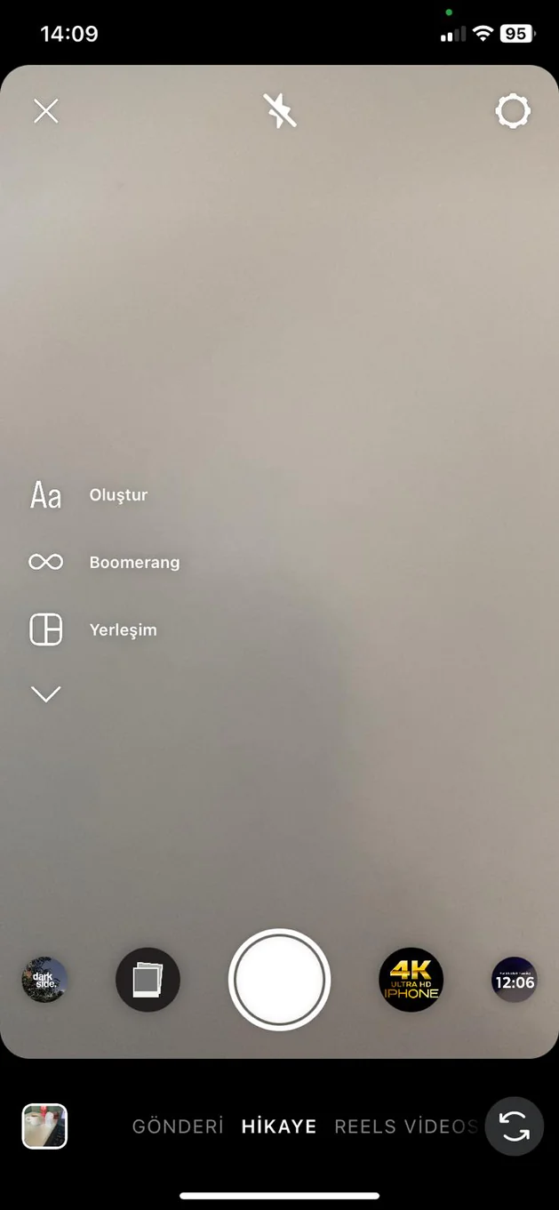 Instagram hikayesinde çift kamera kullanma