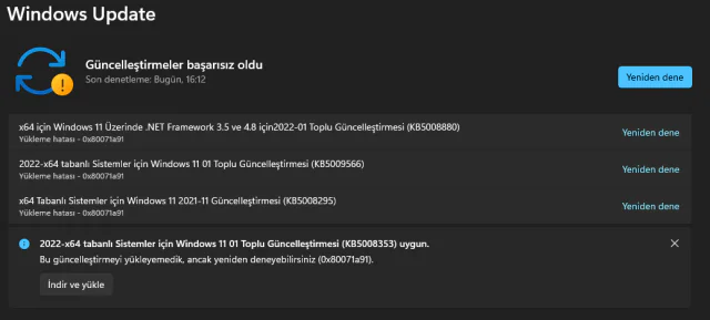 Güncellemeleri kontrol etme