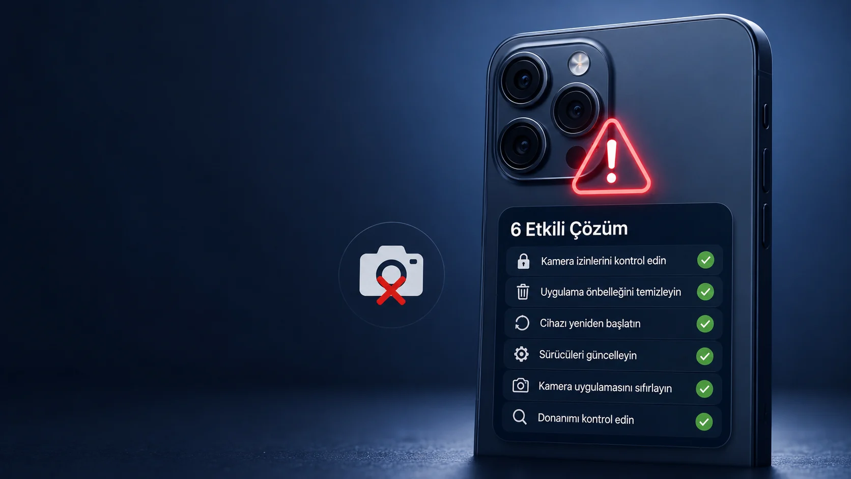 Arka kamera çalışmıyor sorunu yaşayan telefonda izin ve sürücü ayarlarının kontrolü