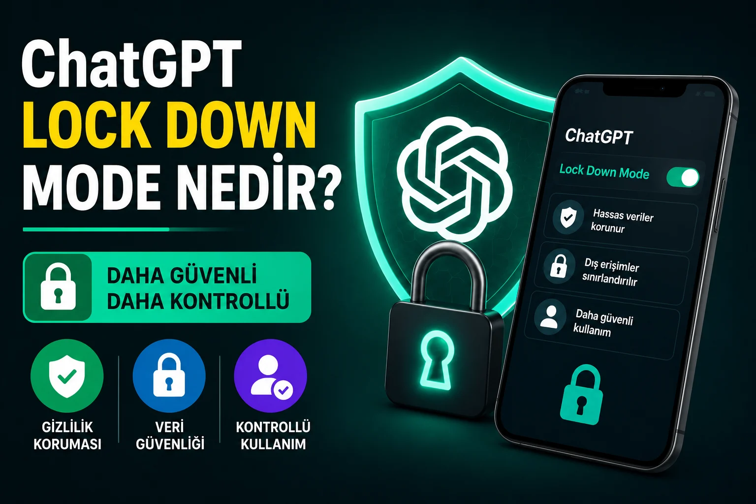 ChatGPT Lock Down Mode aktif güvenlik ekranı ve kilit simgesi görünümü