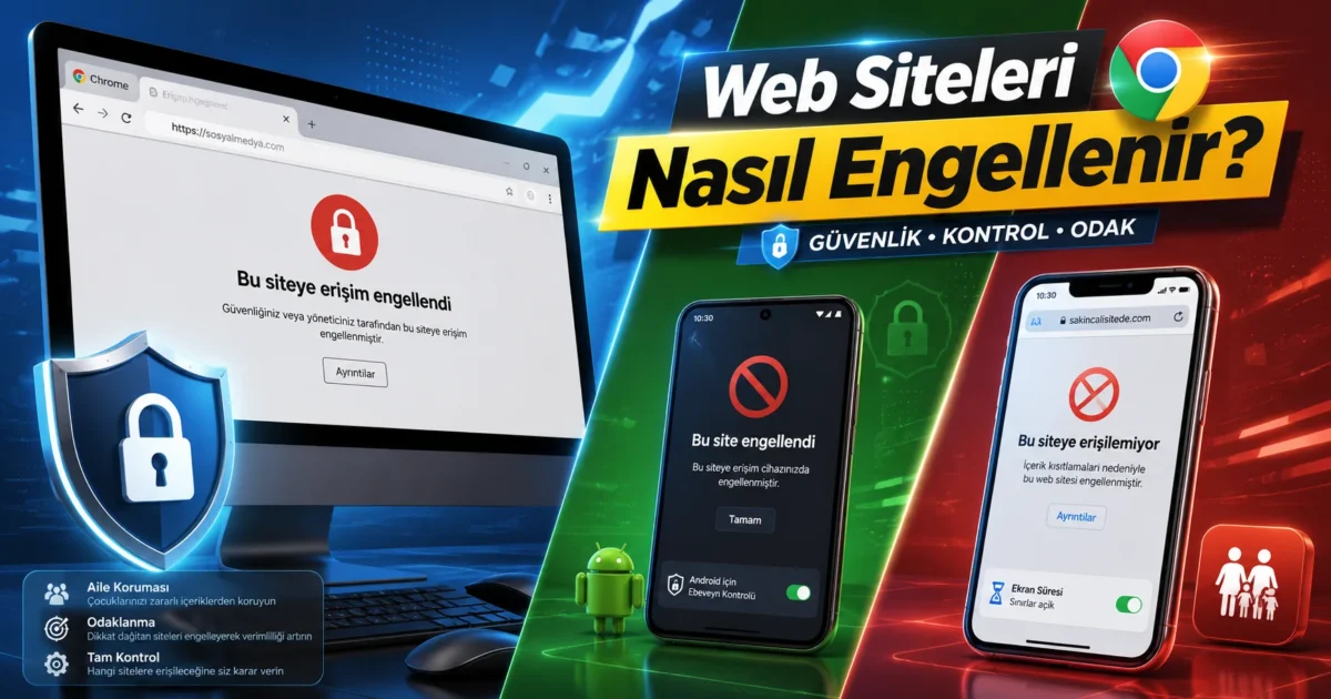 Web Sitelerini Nasıl Engellersiniz sorusunu anlatan Chrome site engelleme görseli