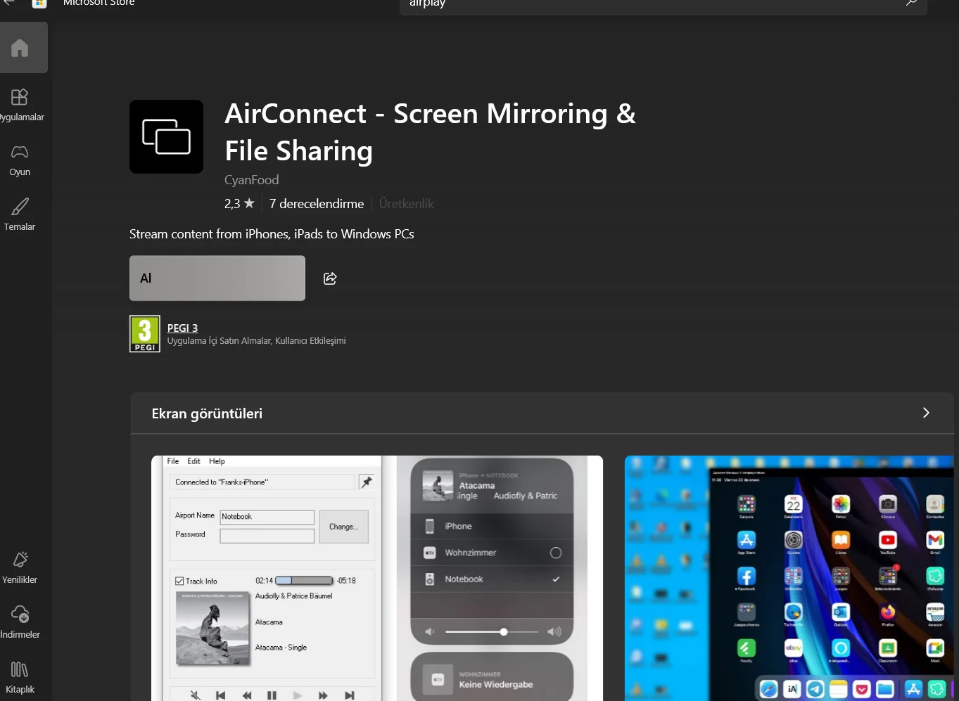 iPhone veya iPad Ekranını Windows'a Yansıtma