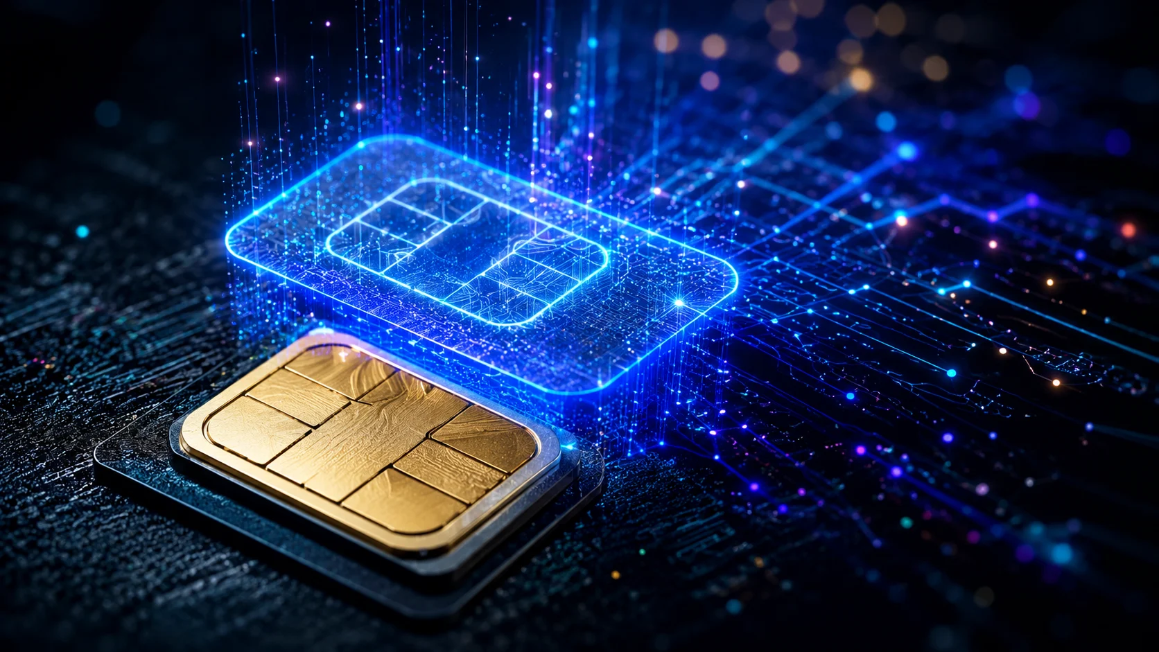 Fiziksel SIM Kartın Sonu, holografik eSIM arayüzüyle dijital dönüşümü gösteriyor.