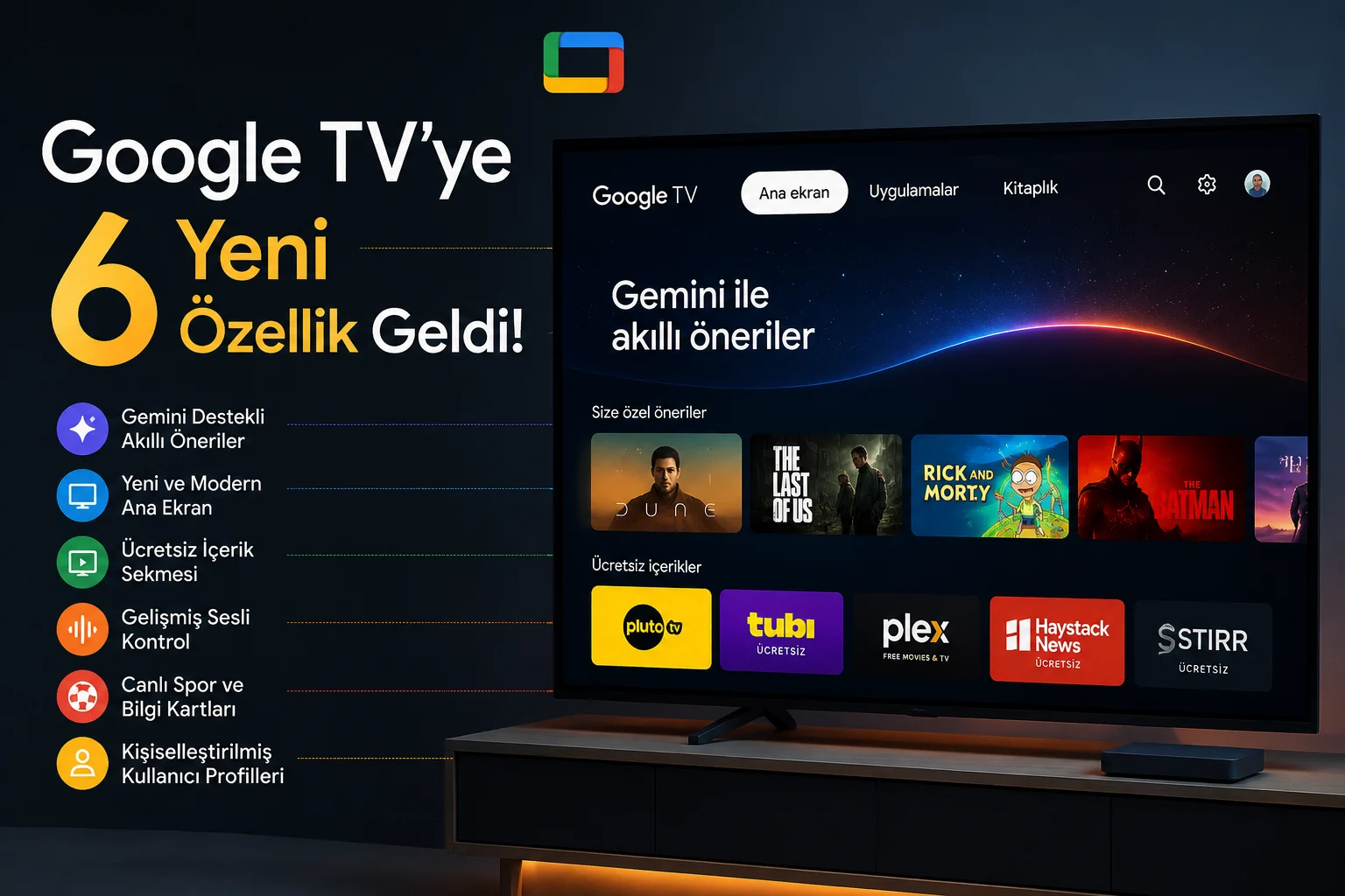 Google TV'ye 6 Yeni Özellik ile güncellenmiş ana ekran ve içerik öneri sistemi