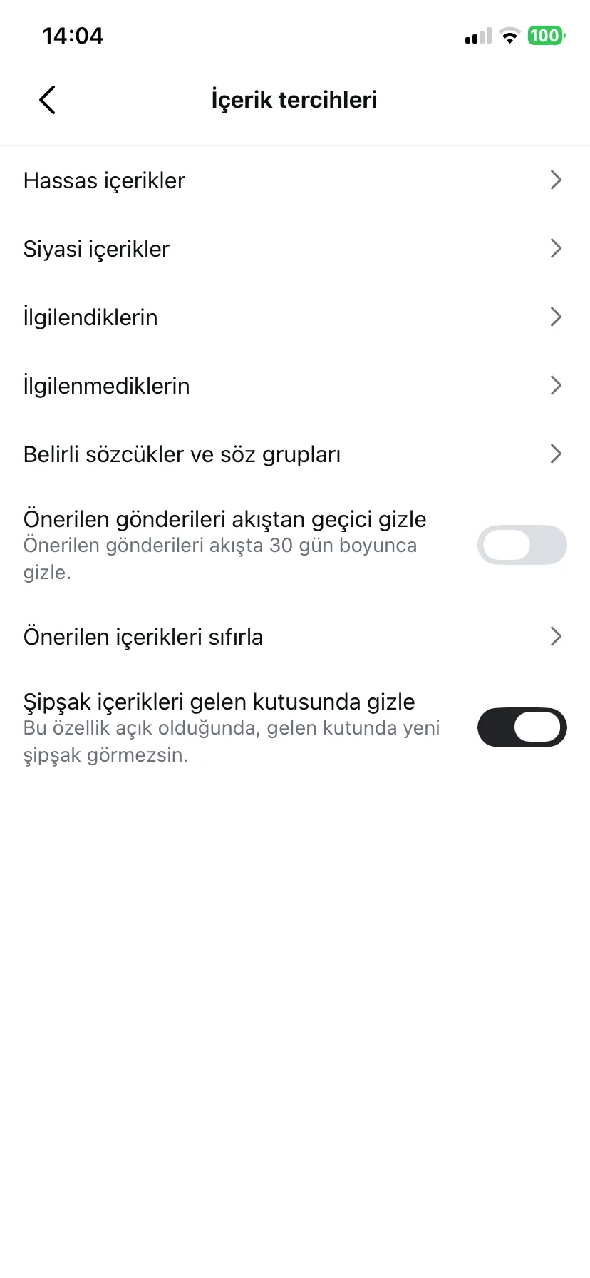 Instagram Şipşak Özelliği Kapatma Adımları