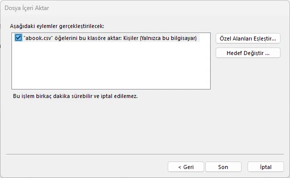 Yandex Mail Kişileri Outlook'a Aktarma