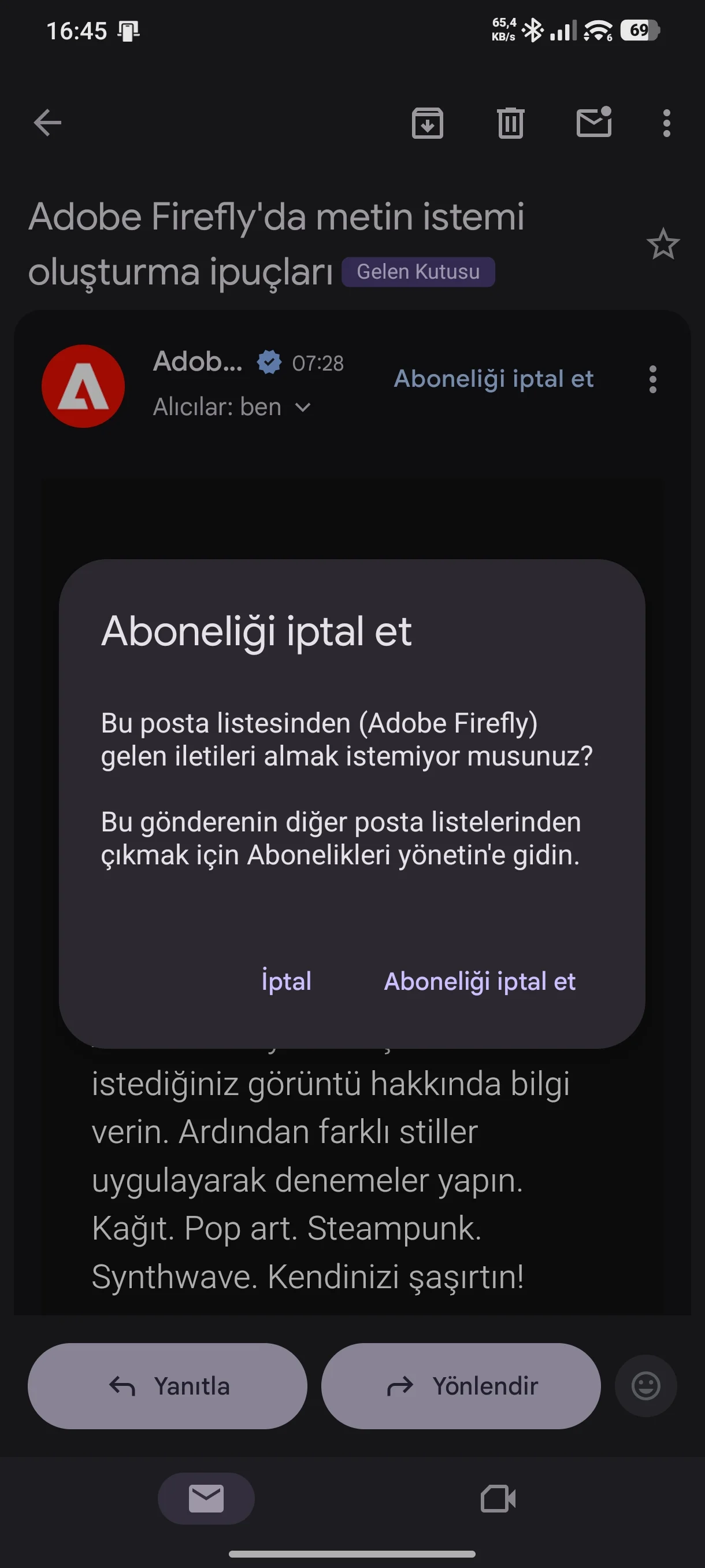 Gmail’de abonelik iptali nasıl yapılır