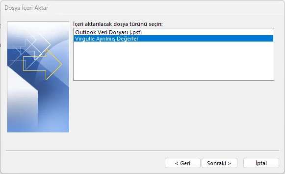 Yandex Mail Kişileri Outlook'a Aktarma