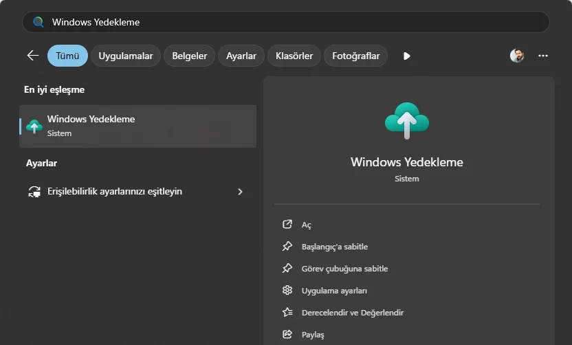 Windows 11 bulut yedekleme için Windows Yedekleme uygulamasını kullanma