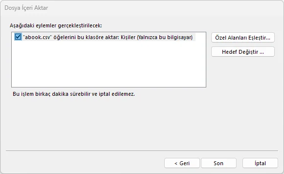 Yandex Mail Kişileri Outlook'a Aktarma