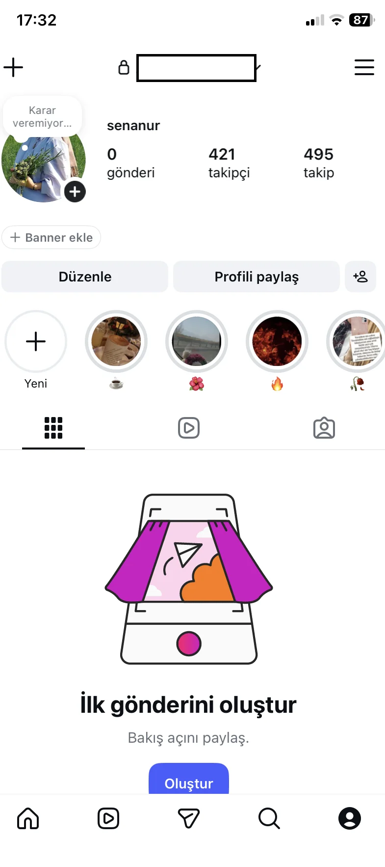 Instagram istatislikler üzerinden Reels paylaşma
