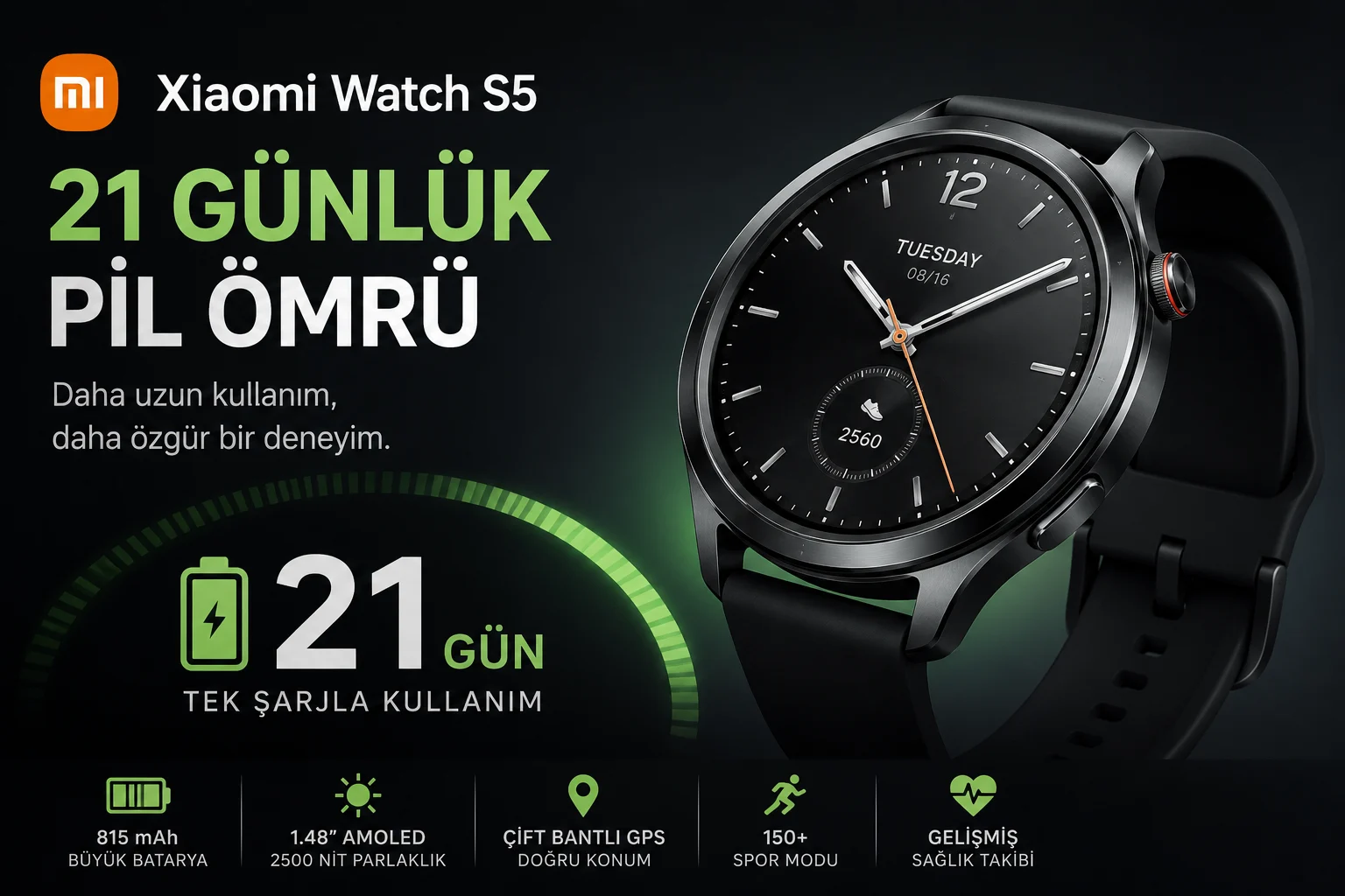 Xiaomi Watch S5 AMOLED ekranı ve uzun pil ömrüyle tanıtılıyor