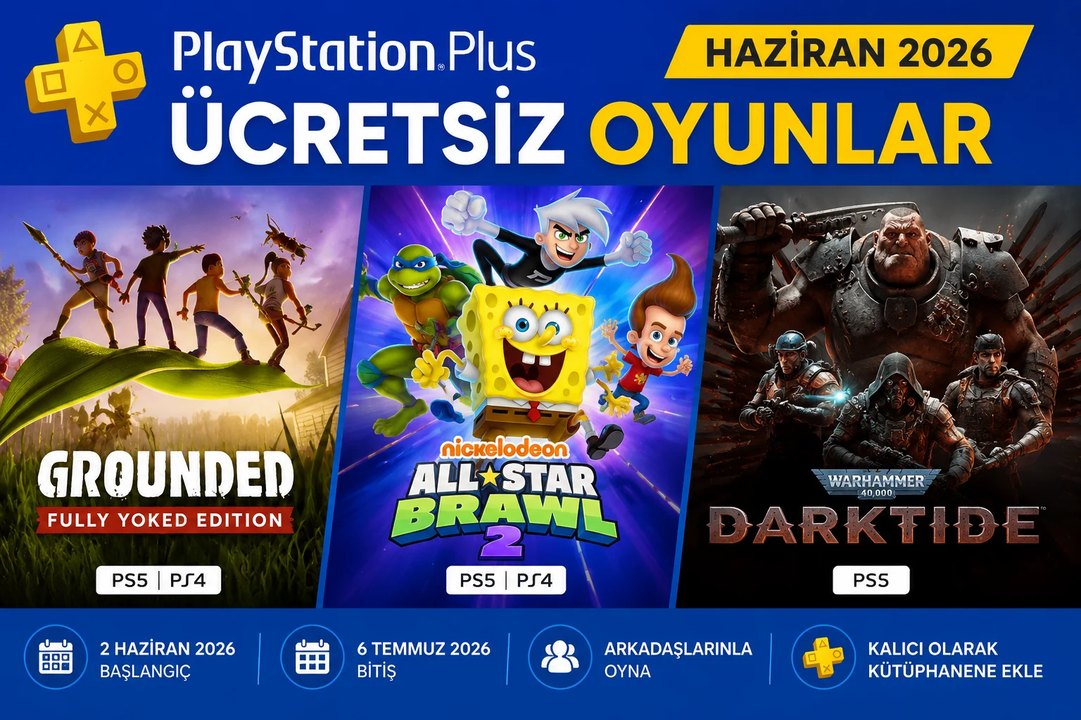 PlayStation Plus Haziran ayı ücretsiz oyunlarında Grounded ve Darktide karakterleri birlikte görünüyor