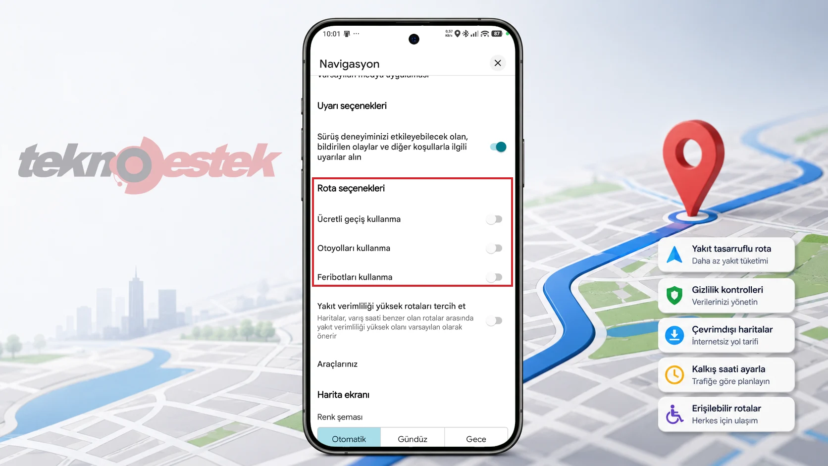  Google Haritalar Gişe, Otoyol veya Feribottan Kaçınma Ayarları