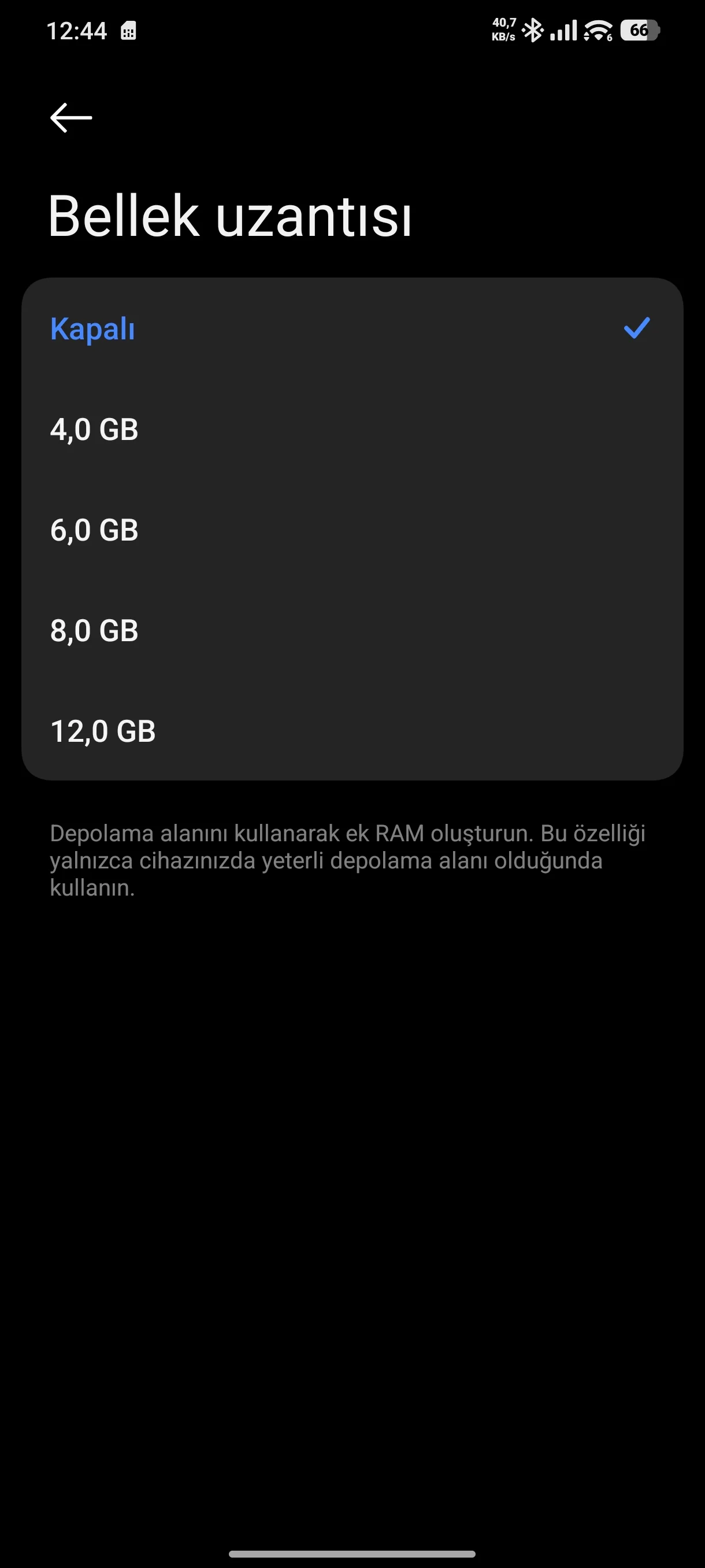 HyperOS 3 Performans Sorunları için Bellek Uzantısı Kapatma