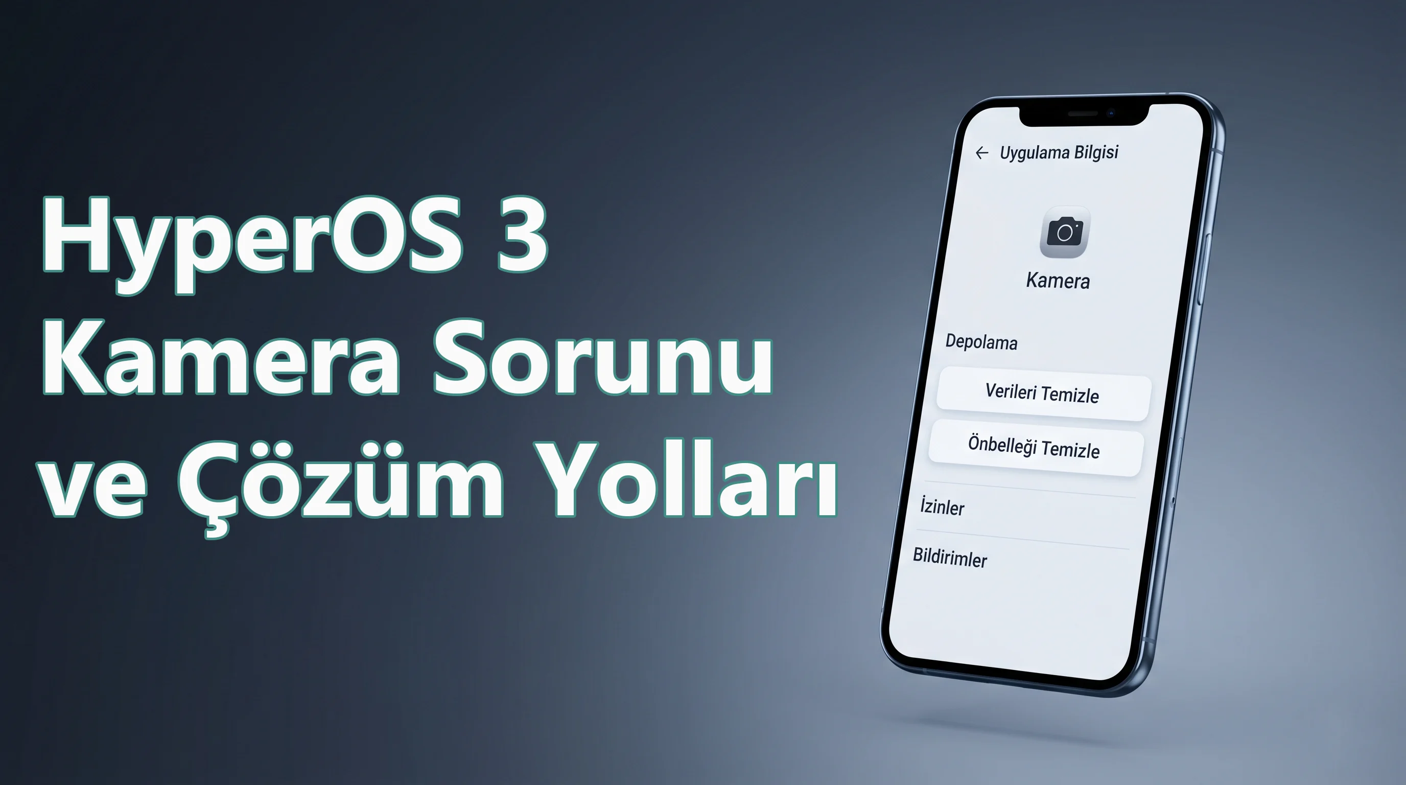 HyperOS 3 kamera sorunu yaşayan bir telefonda açık olan kamera ayarları ve depolama ekranı.